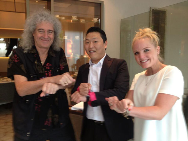 Psy and Brian May meet up for lunch in London
